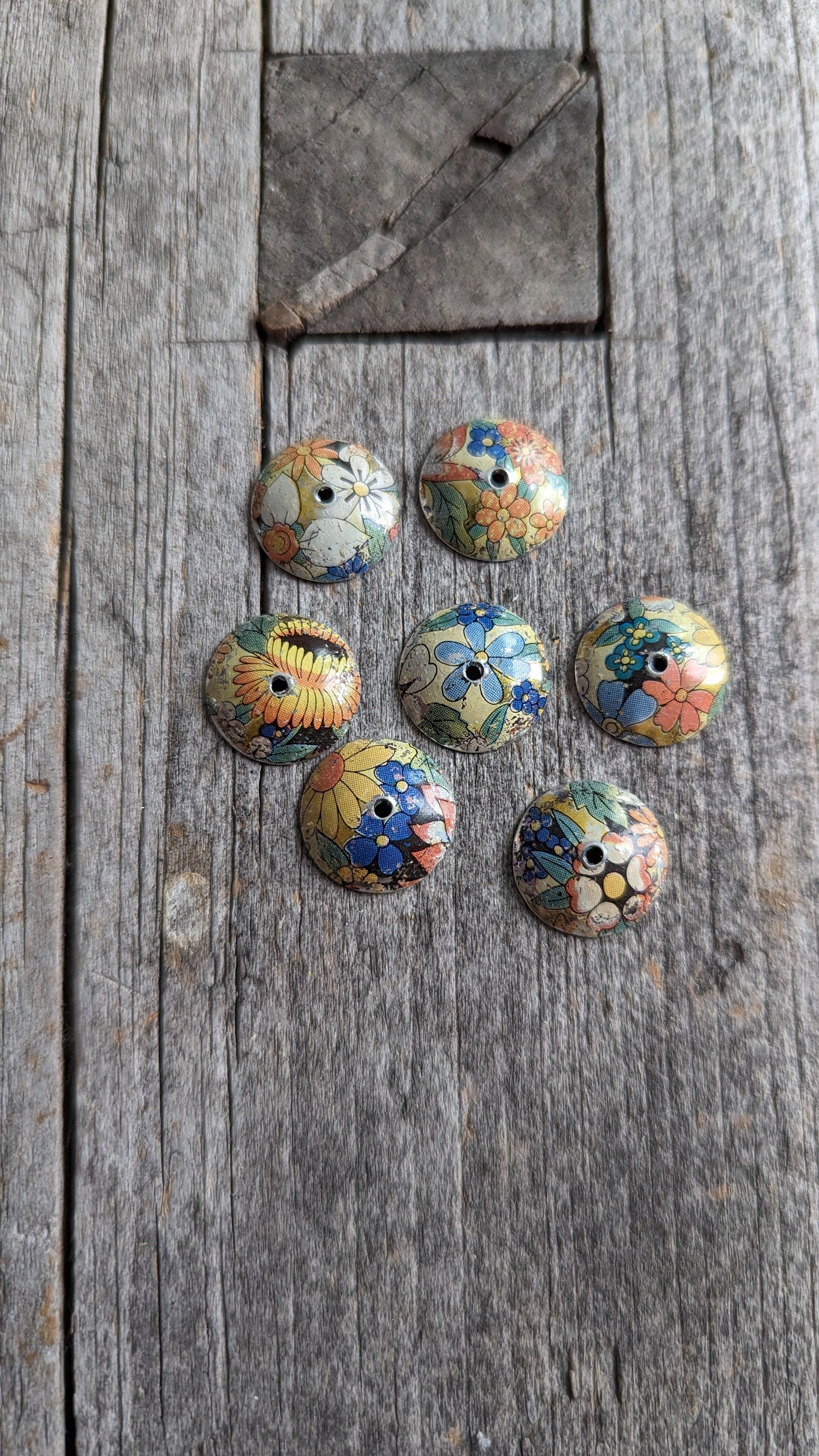 Tin Snippets Large Upcycled Floral Tin Bead Caps