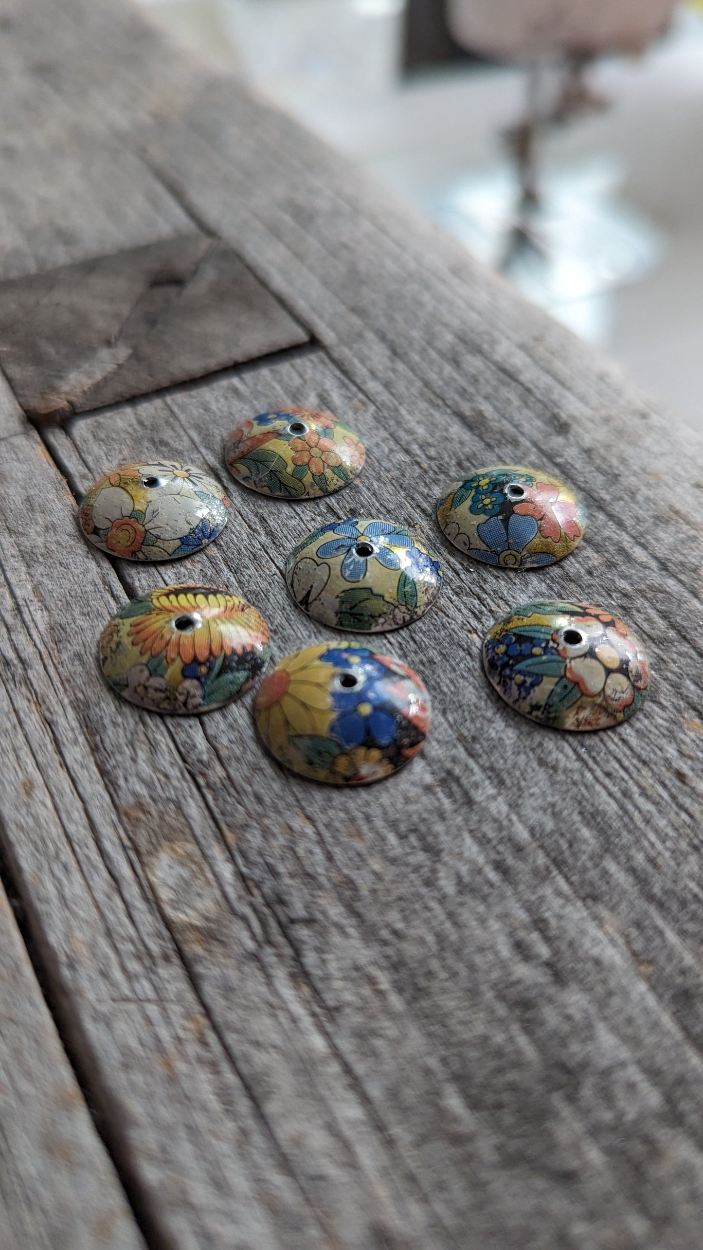 Tin Snippets Large Upcycled Floral Tin Bead Caps