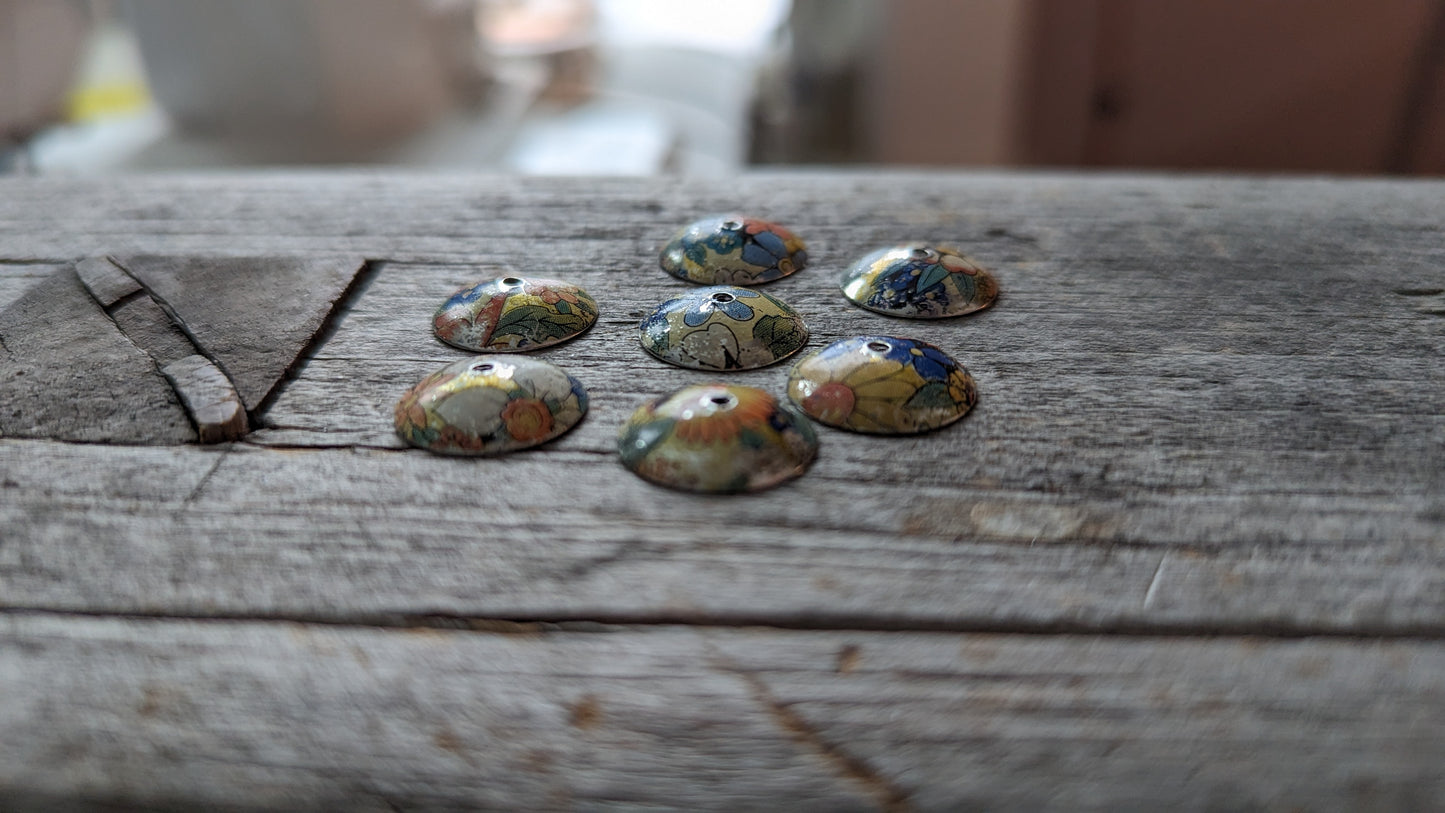 Tin Snippets Large Upcycled Floral Tin Bead Caps