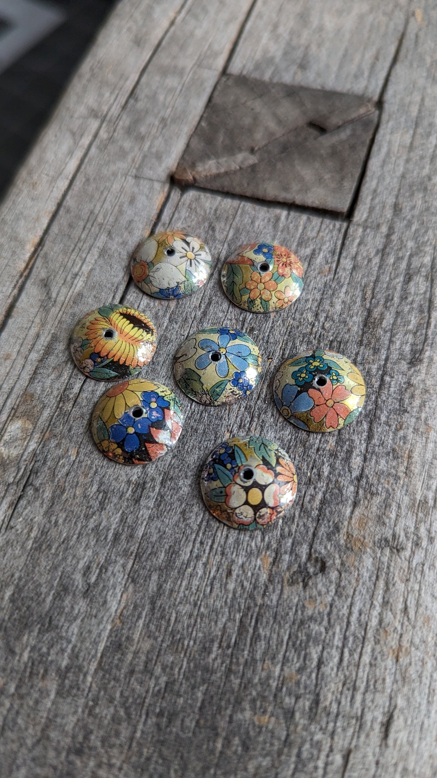 Tin Snippets Large Upcycled Floral Tin Bead Caps