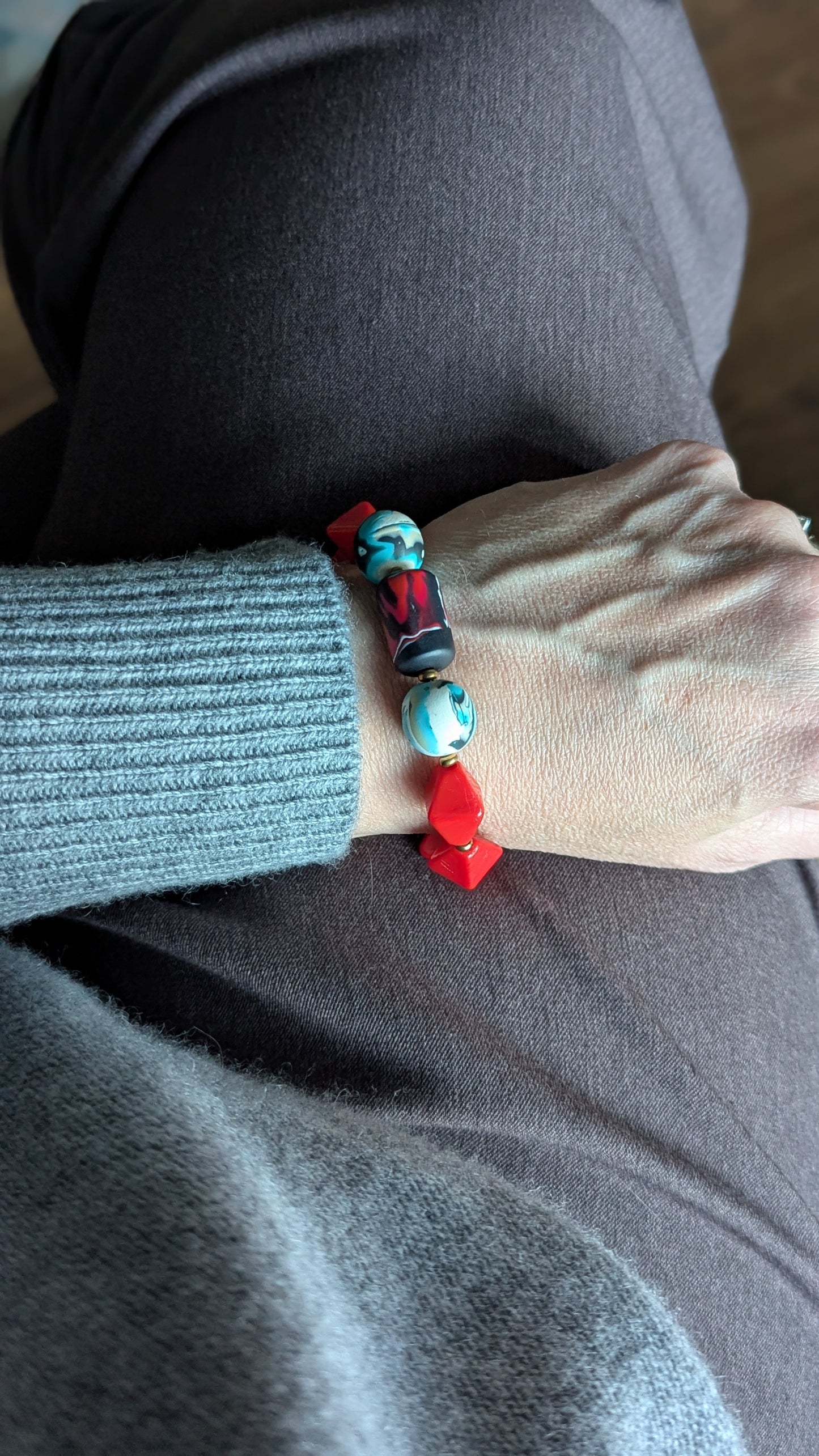 Glass and Polymer Beaded Bracelet