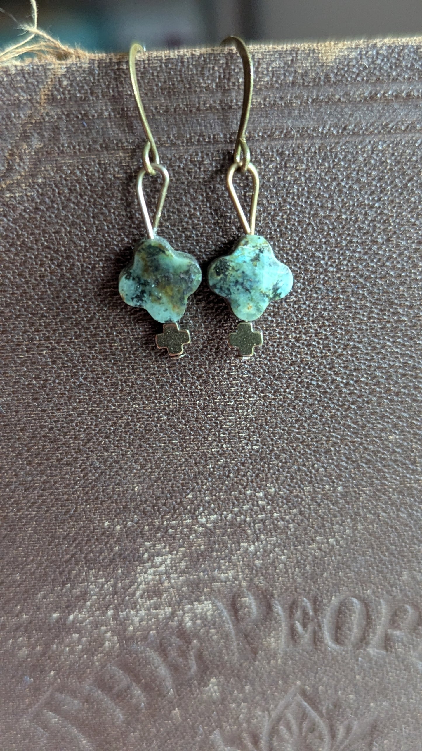 African Turquoise Clover Earrings