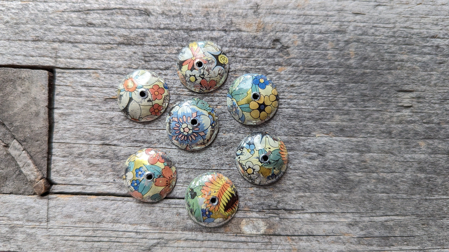 Tin Snippets Large Upcycled Floral Tin Bead Caps