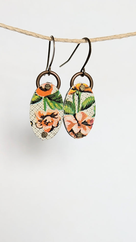 Harbinger Collection Riveted Tin Oval Earrings