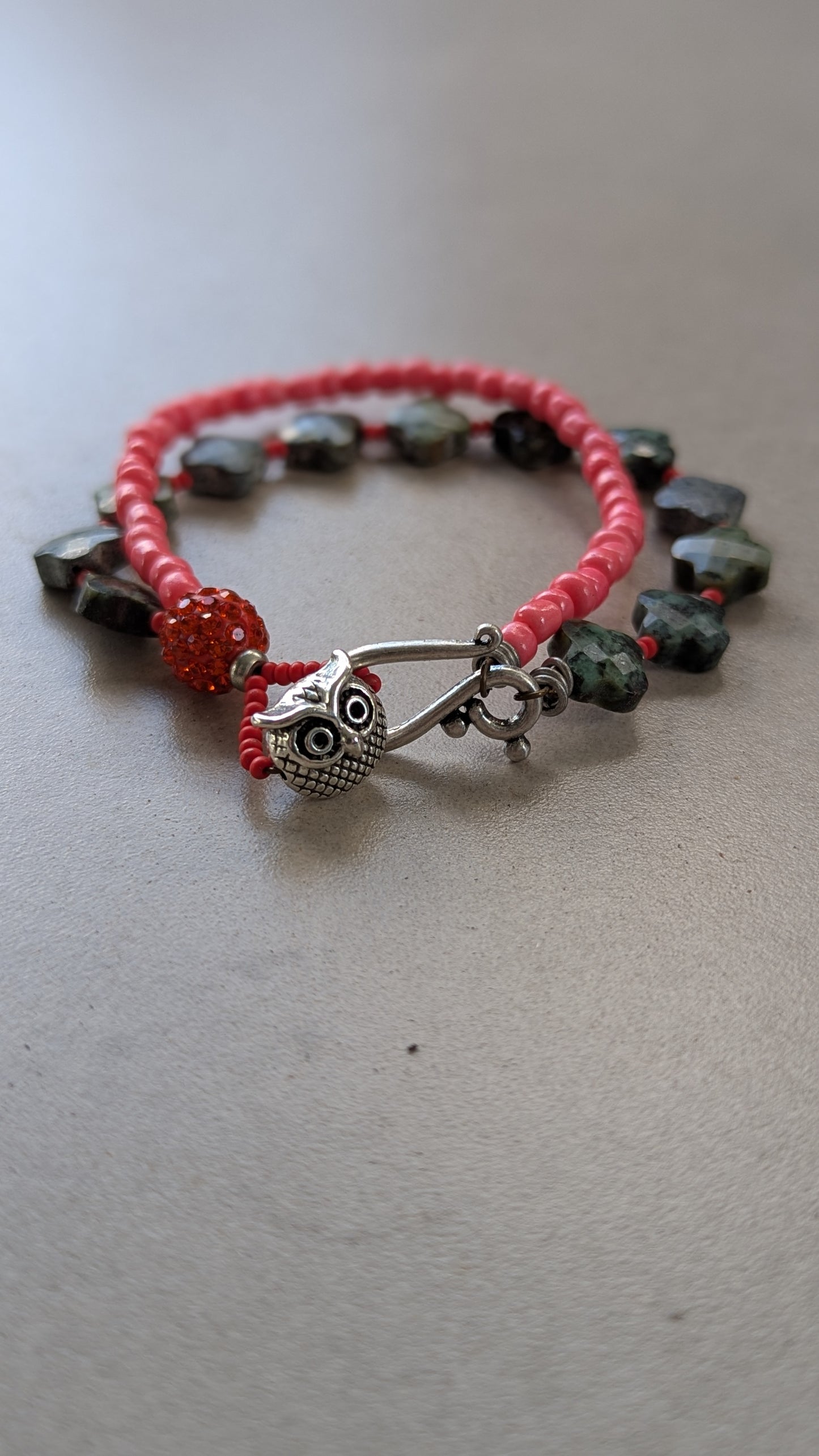 Double Stranded Bracelet with African Turquoise and Glass Seed Beads