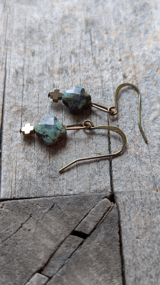 African Turquoise Clover Earrings