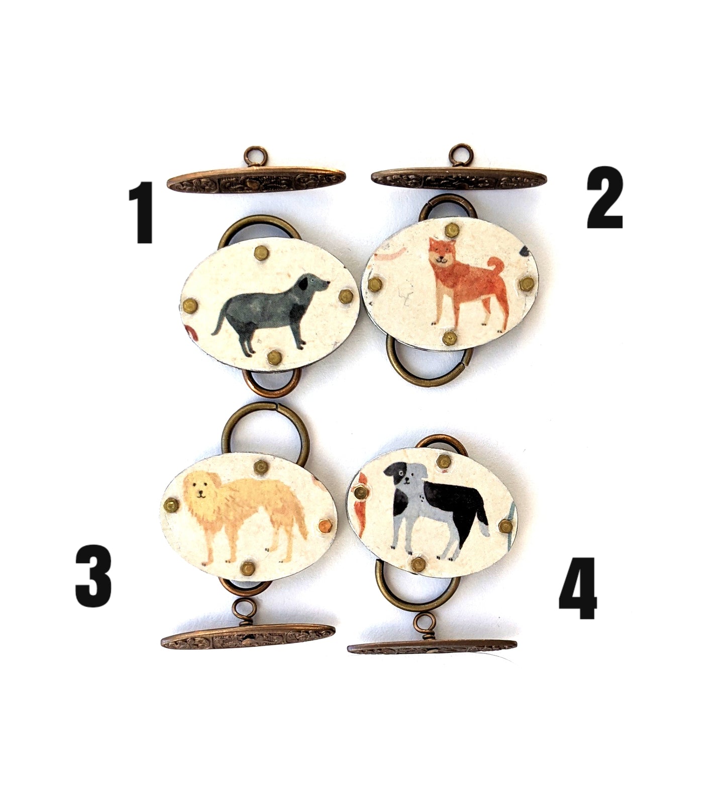 Tin Snippets DOG SERIES Riveted Toggle Clasps