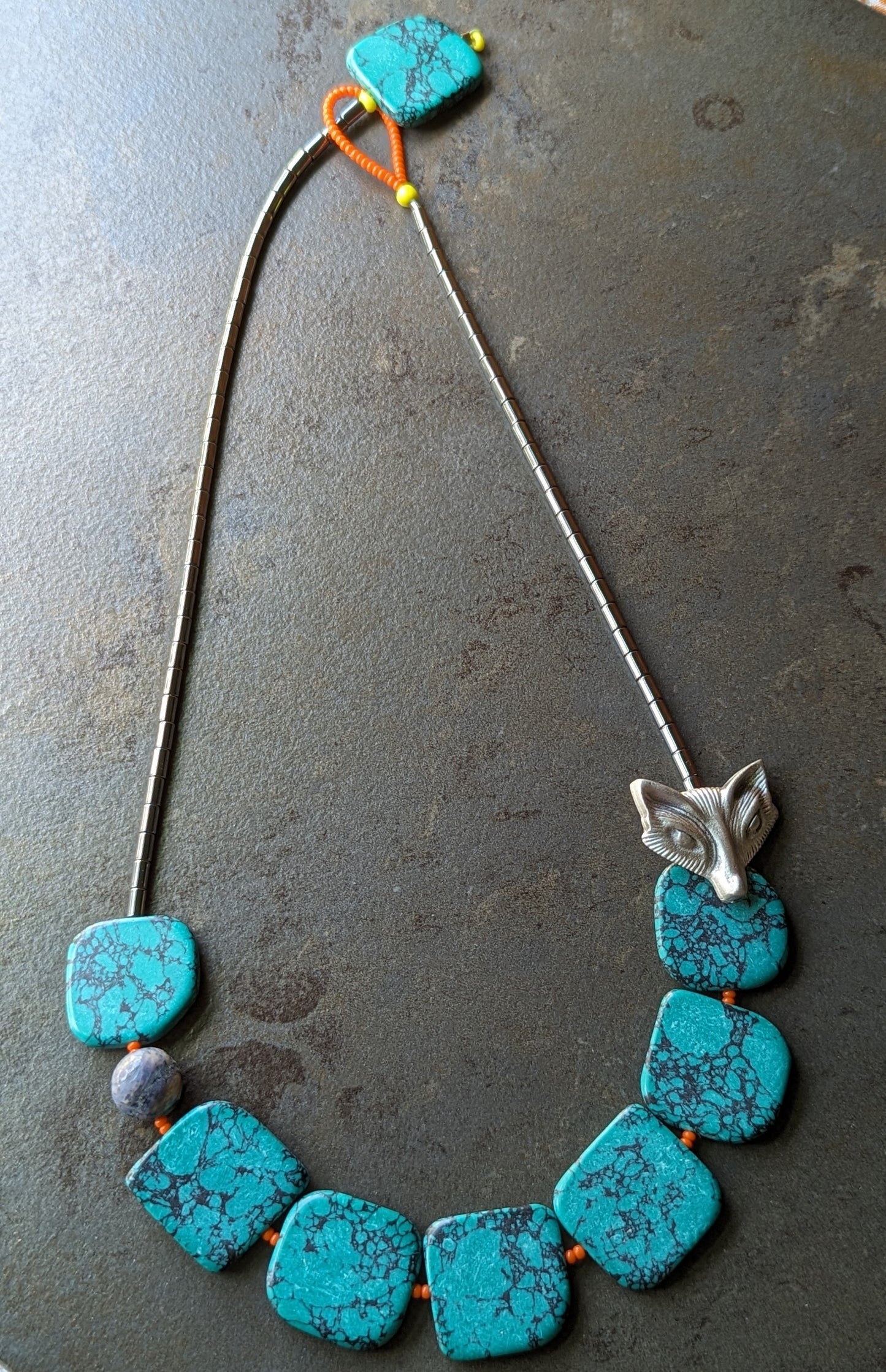Beaded Necklace with Fox Focal