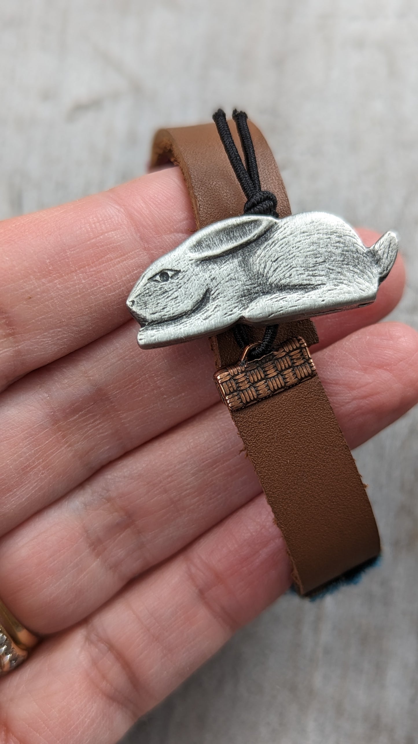 Cuff Bracelet with Rabbit Button