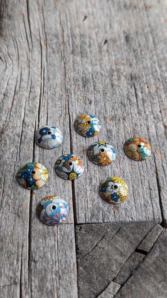 Tin Snippets Small Upcycled Floral Tin Bead Caps
