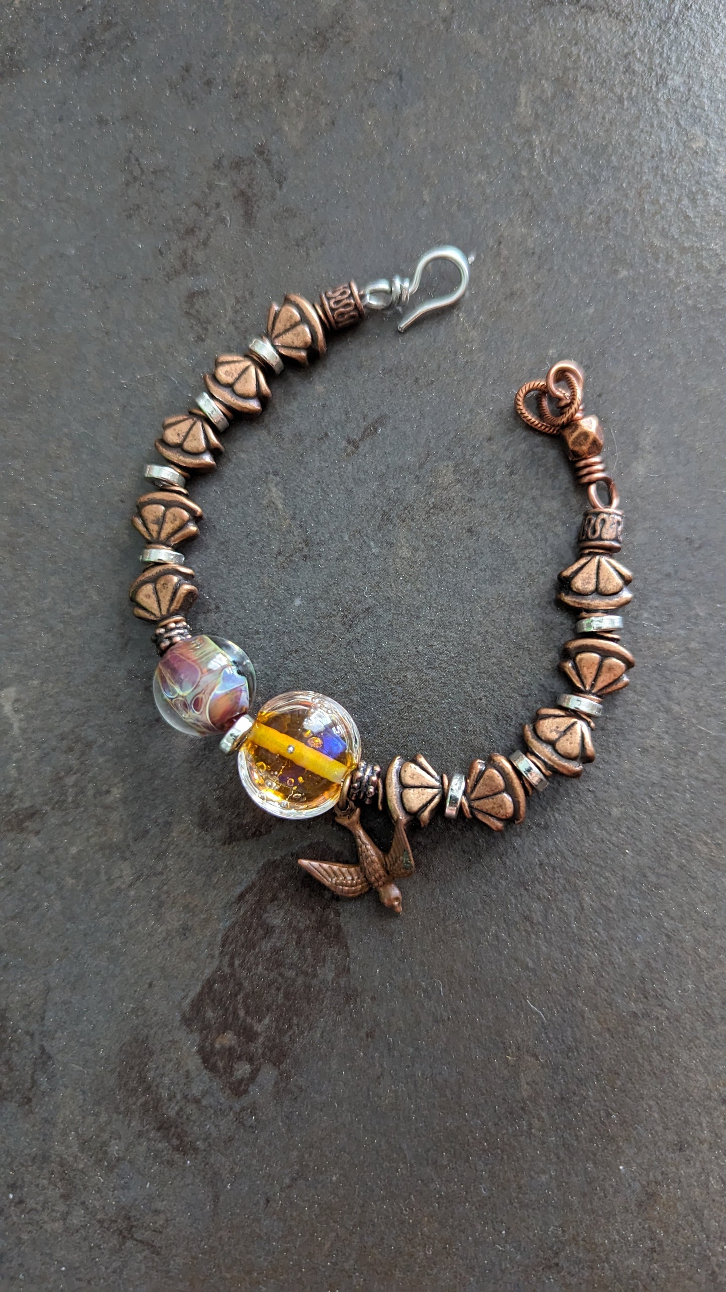 Mixed Metal Bird Charm Bracelet