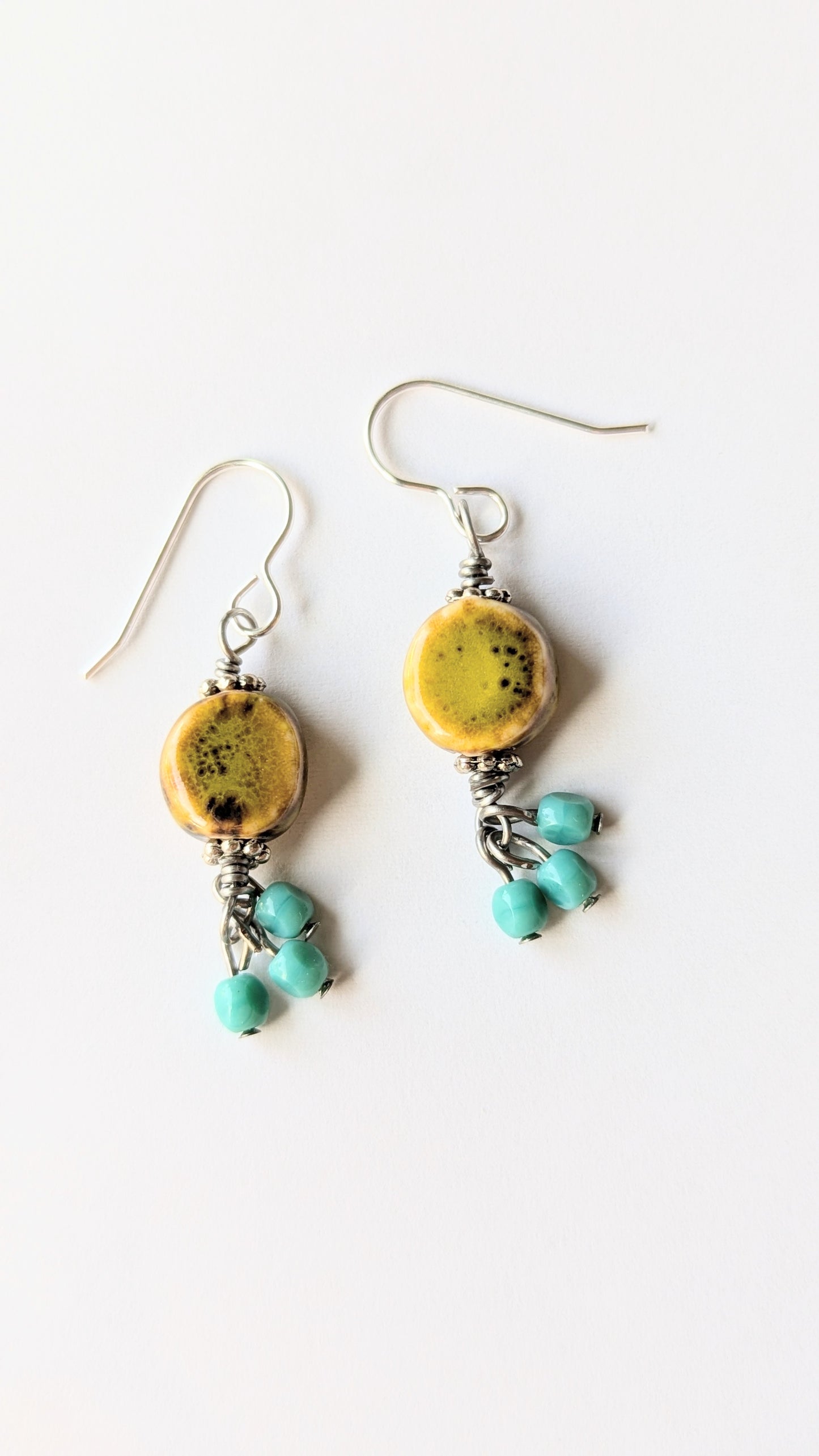 Chartreuse and Aqua Earrings