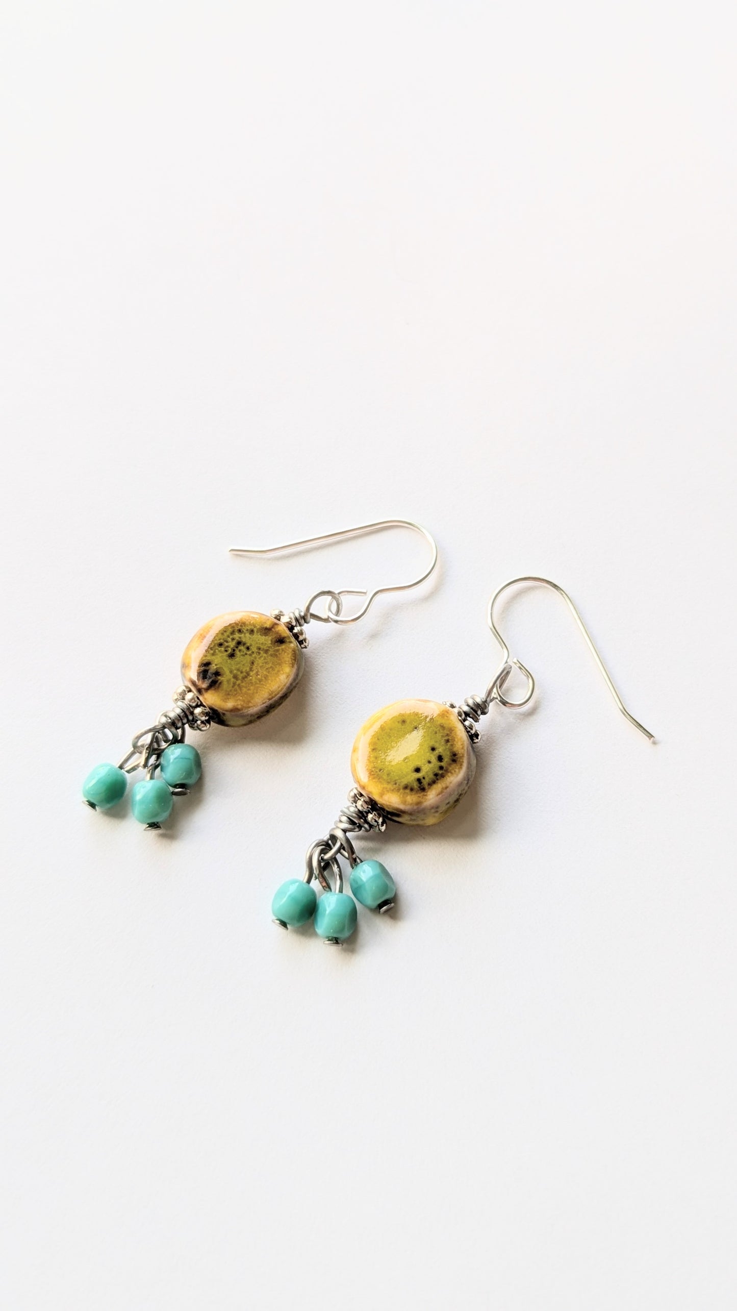 Chartreuse and Aqua Earrings