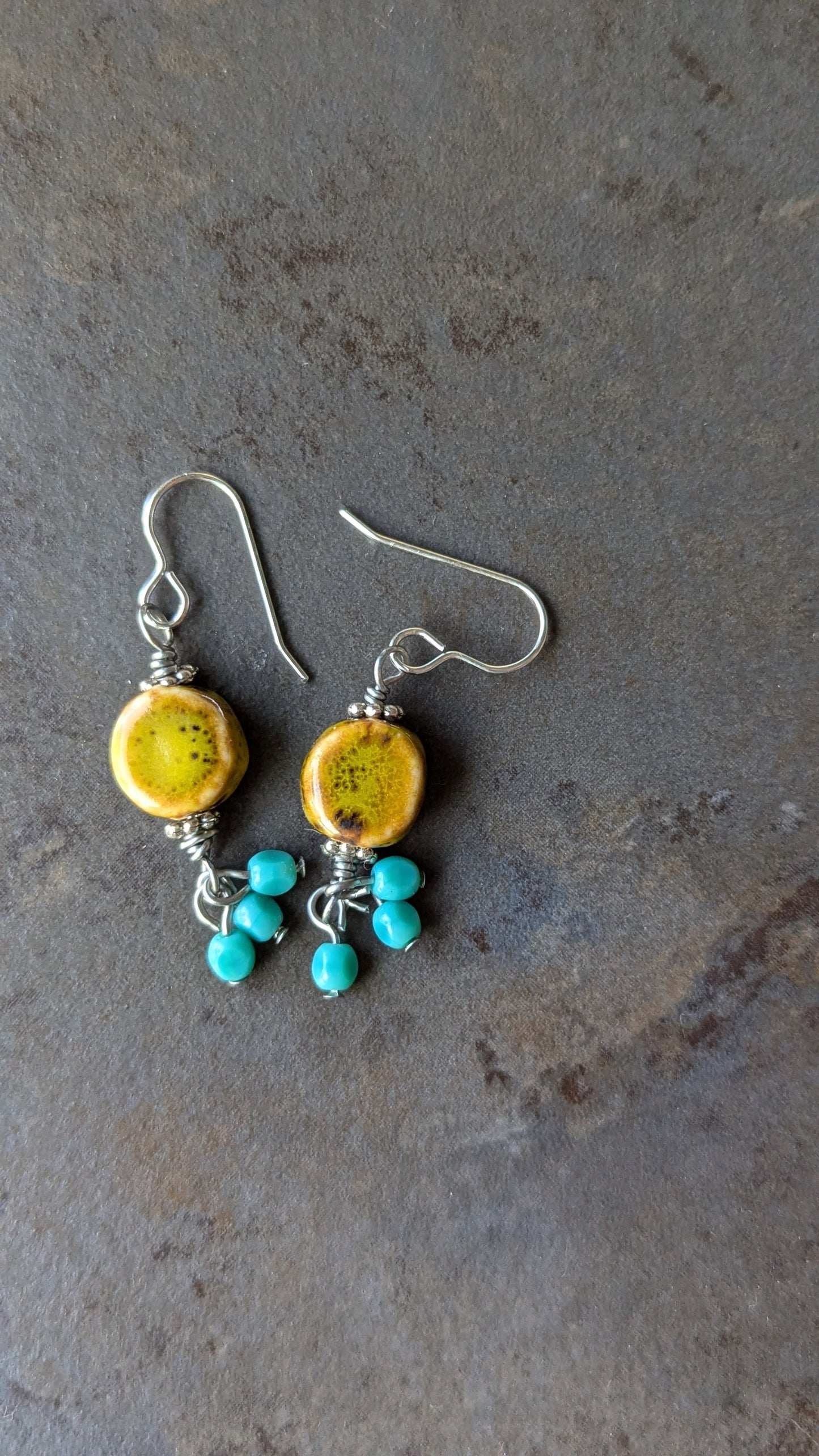 Chartreuse and Aqua Earrings