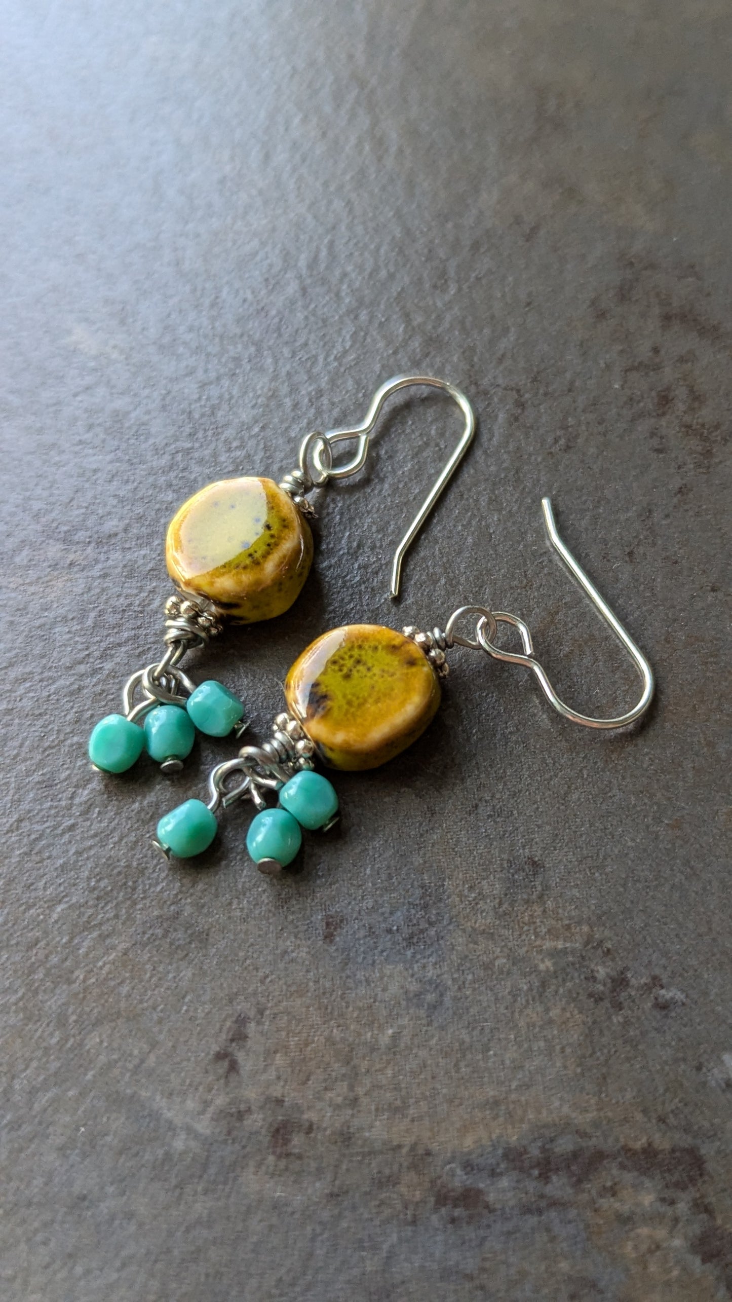 Chartreuse and Aqua Earrings