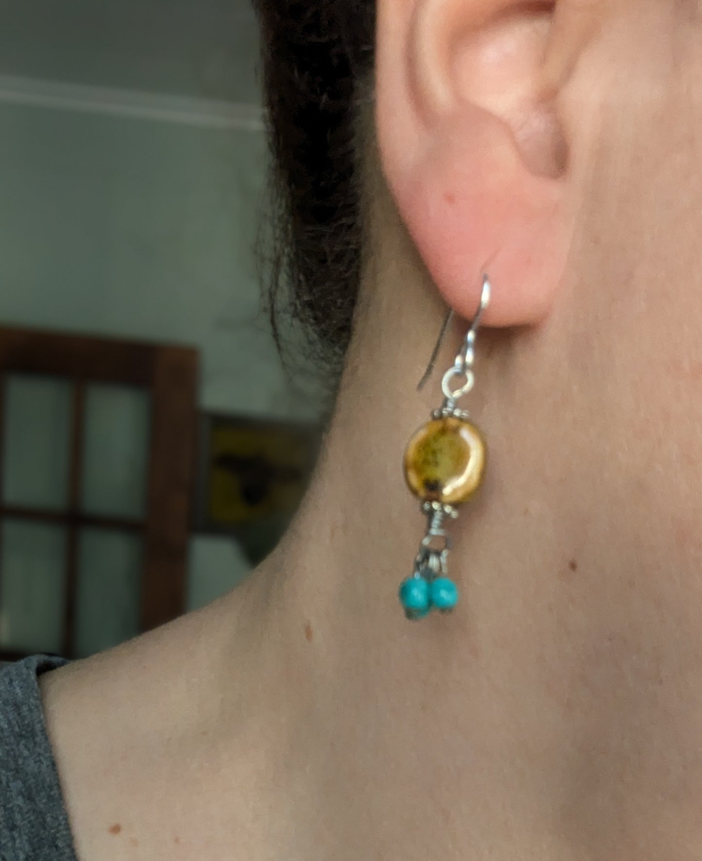 Chartreuse and Aqua Earrings