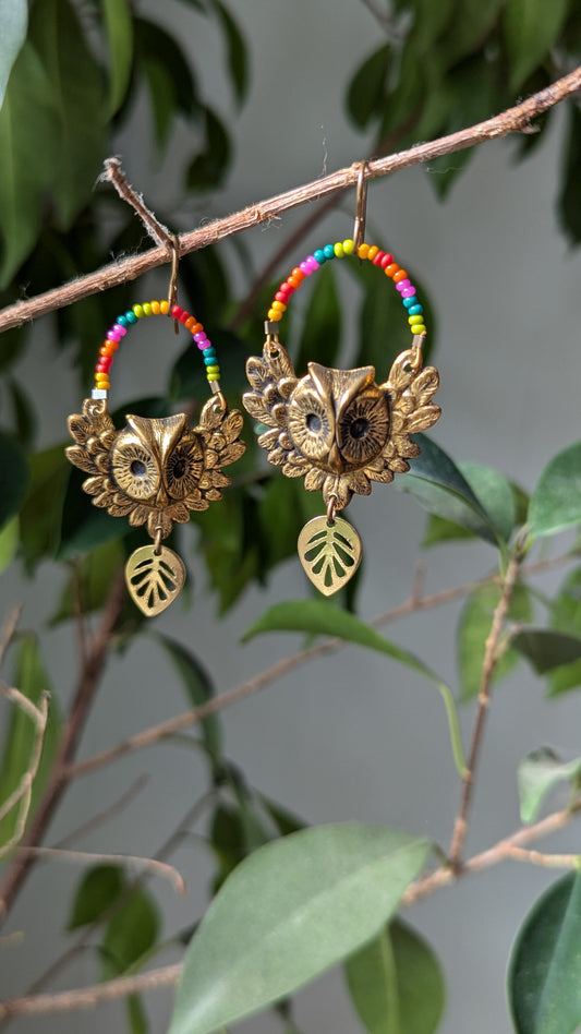 Rainbow Owls Earrings