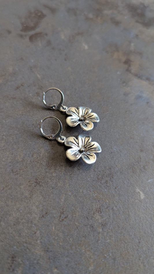 Pewter Flower Earrings