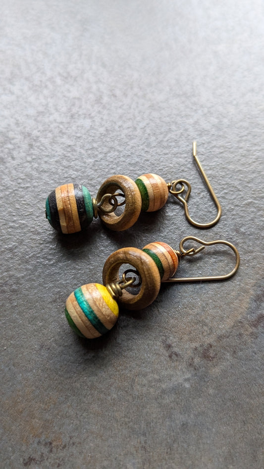 Linked Skateboard Bead Earrings