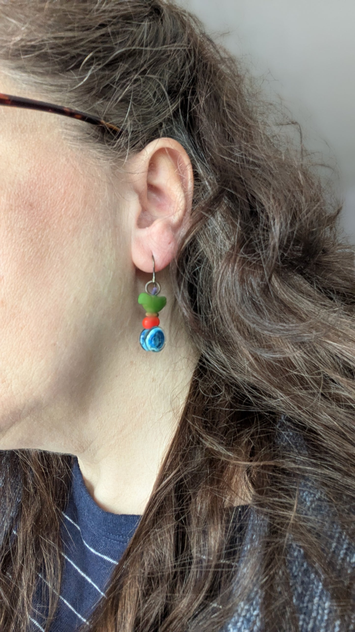 Glass Stacked Bird Earrings