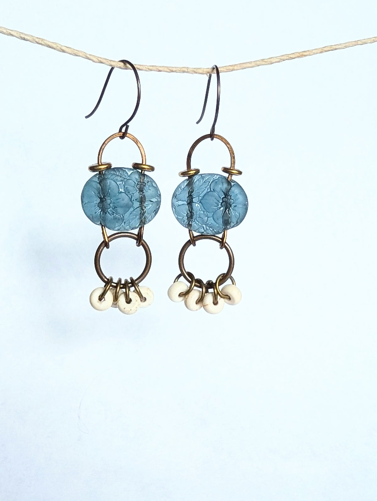 Pressed Glass Blue Dangles