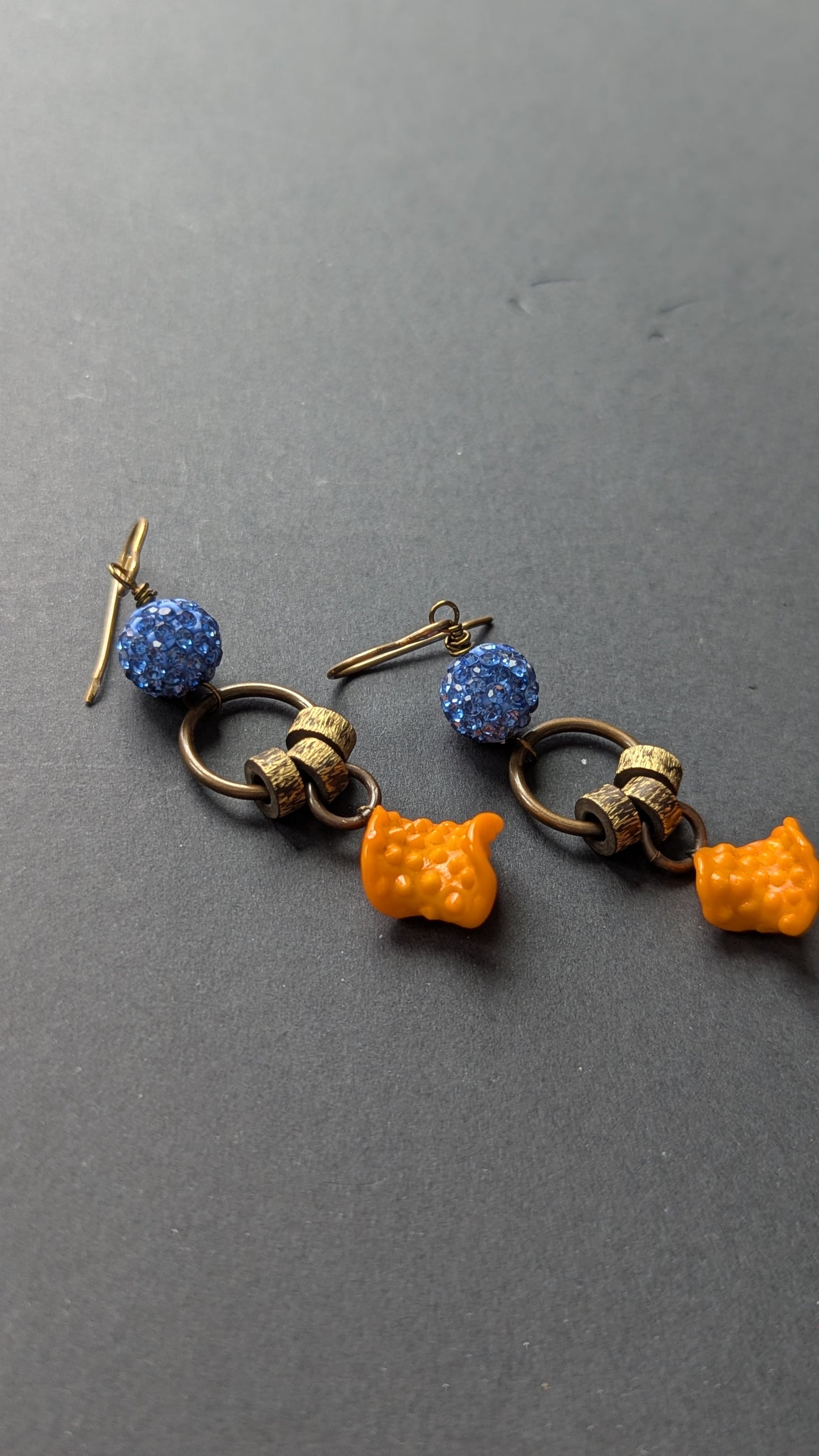 Blue Sparkle and Orange Dangles