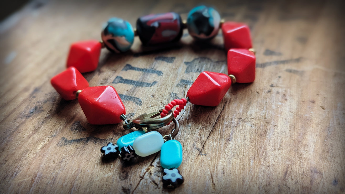 Glass and Polymer Beaded Bracelet