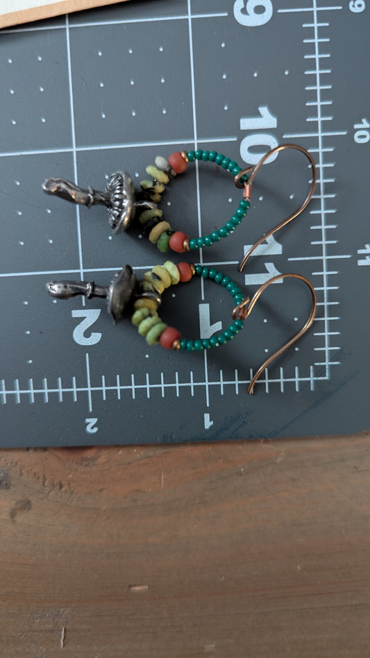 Pewter Mushroom Earrings