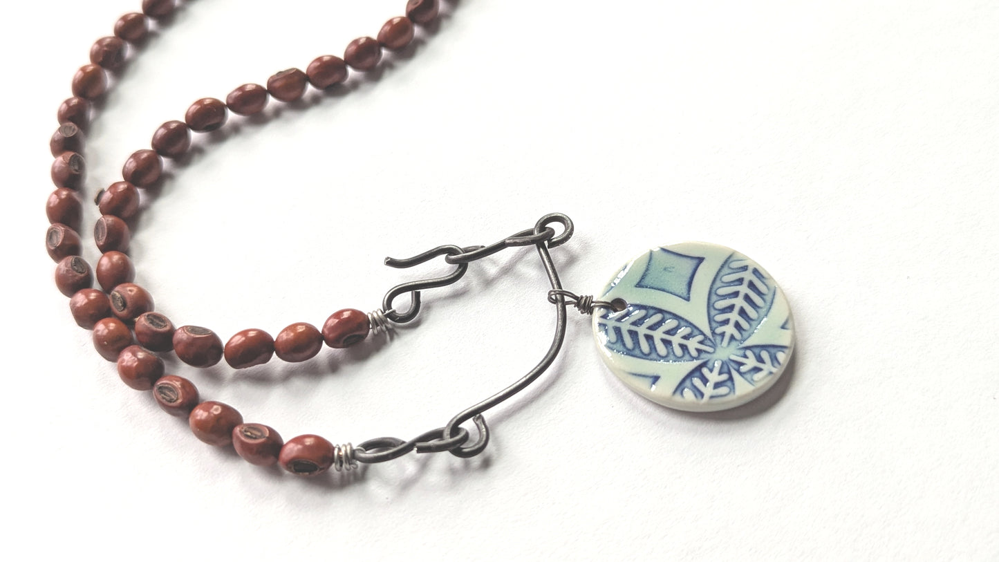 Porcelain Pendant and Wire Necklace