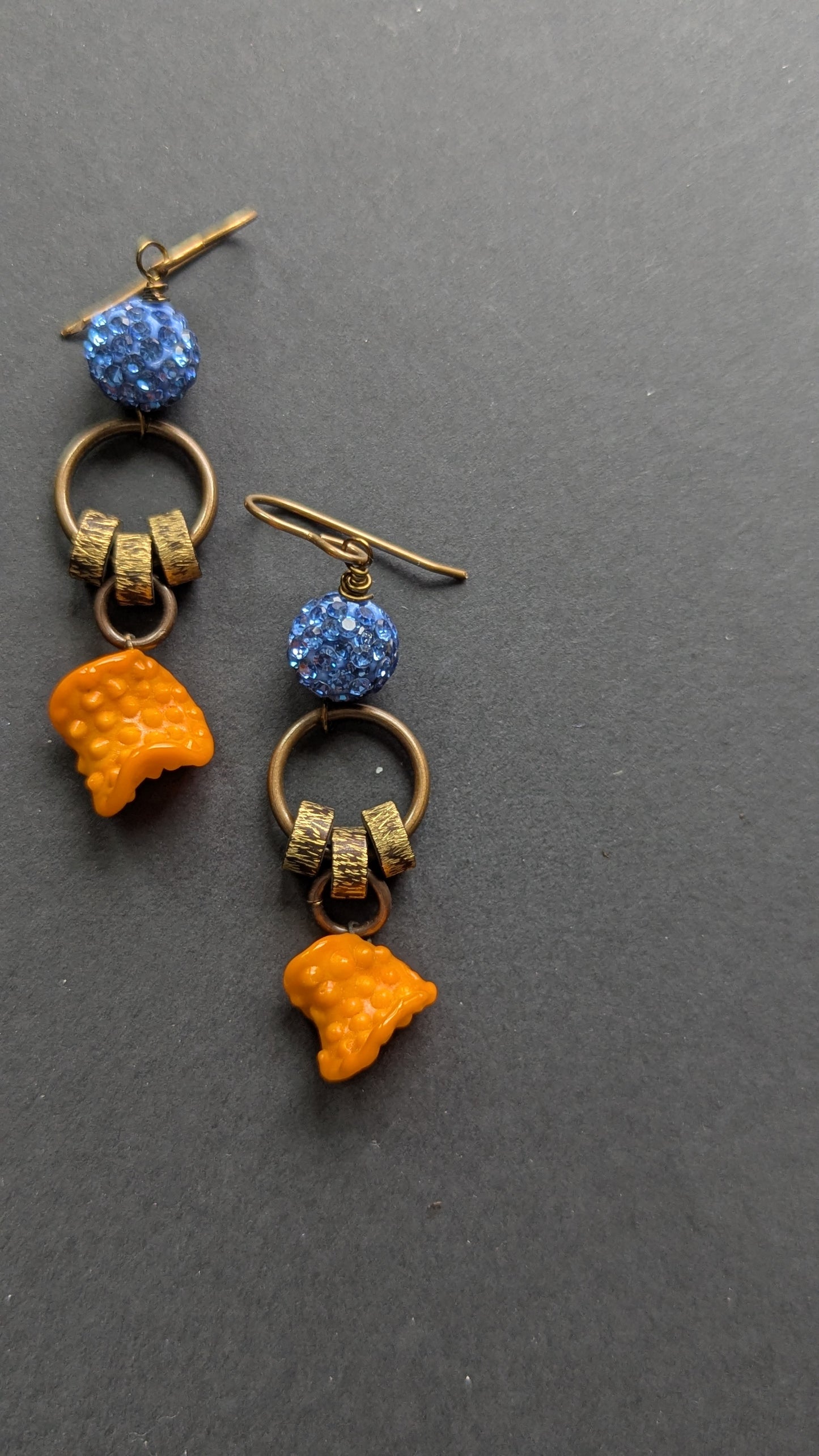 Blue Sparkle and Orange Dangles