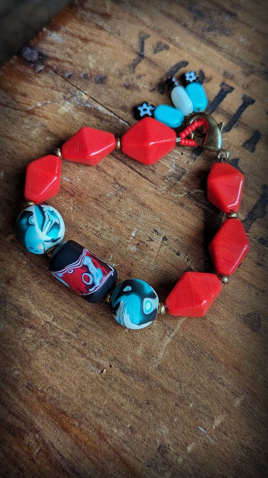Glass and Polymer Beaded Bracelet