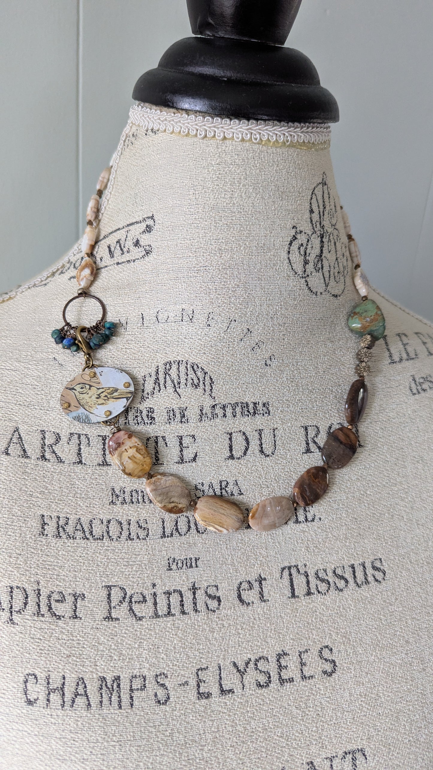 Harbinger Collection Asymmetrical Beaded Bird Necklace