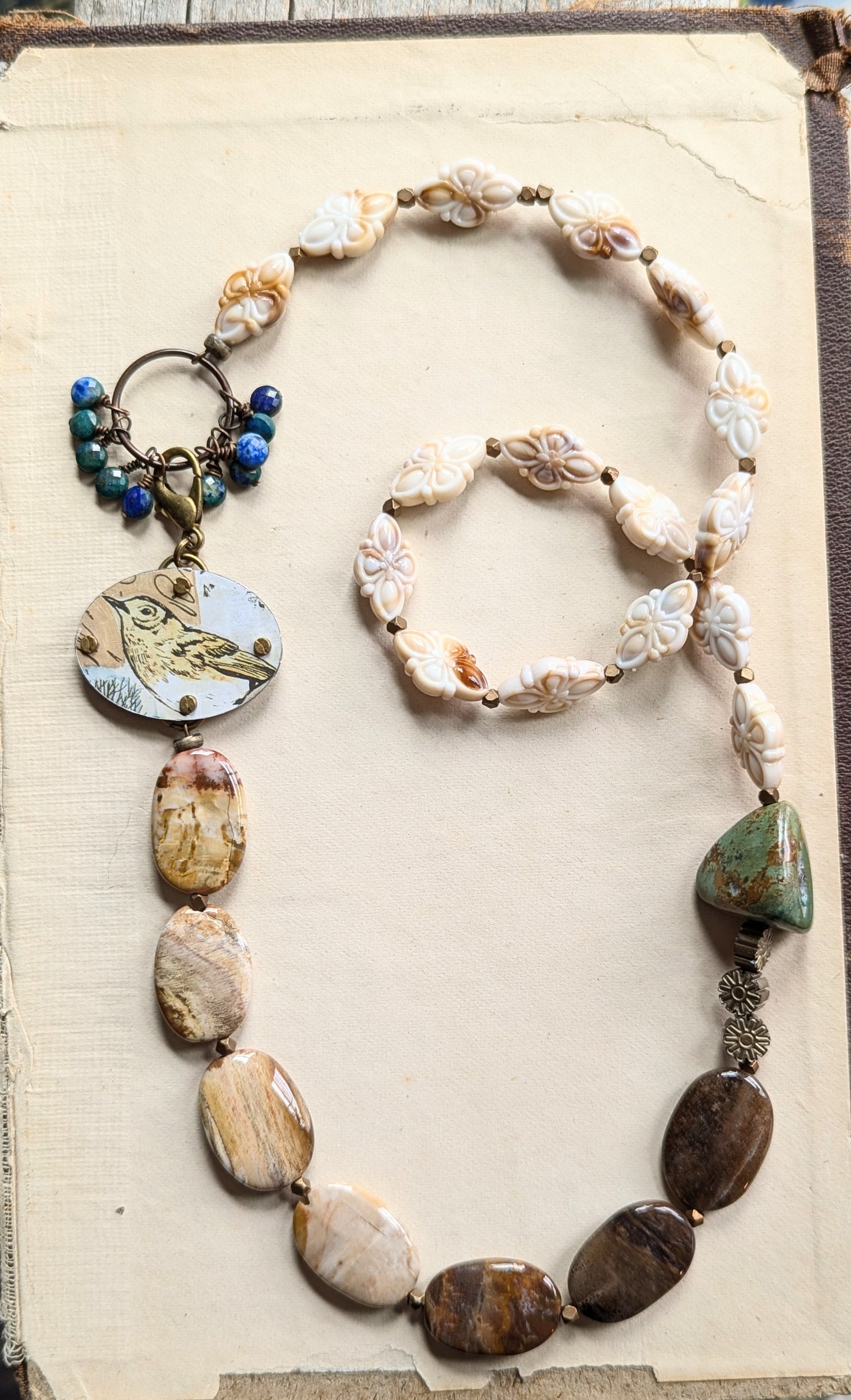 Harbinger Collection Asymmetrical Beaded Bird Necklace