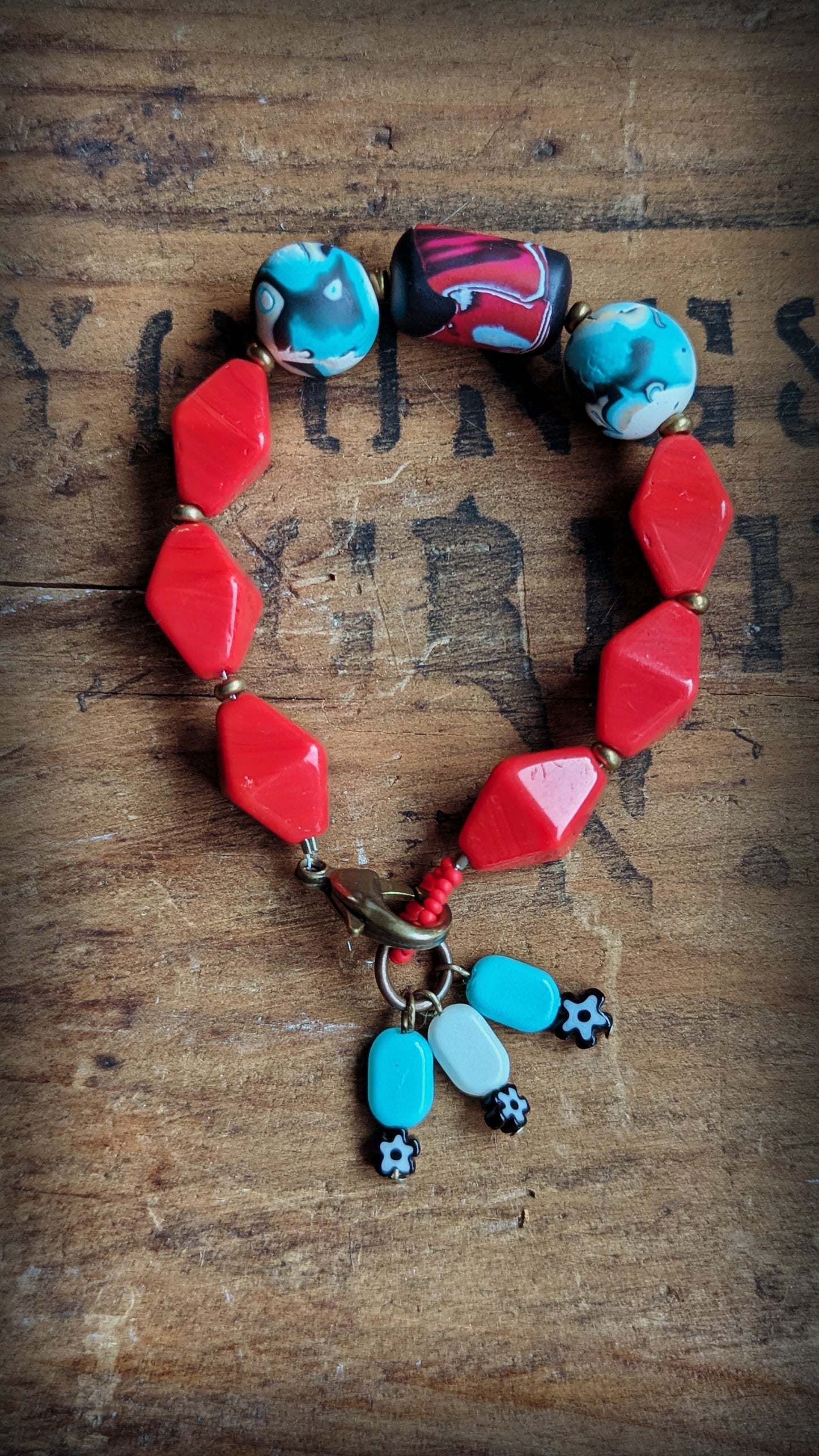 Glass and Polymer Beaded Bracelet