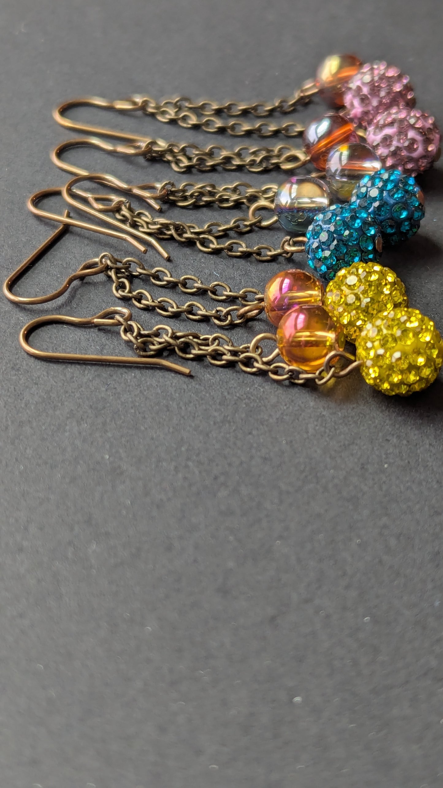 Brass Chain Dangle Earrings with Beads