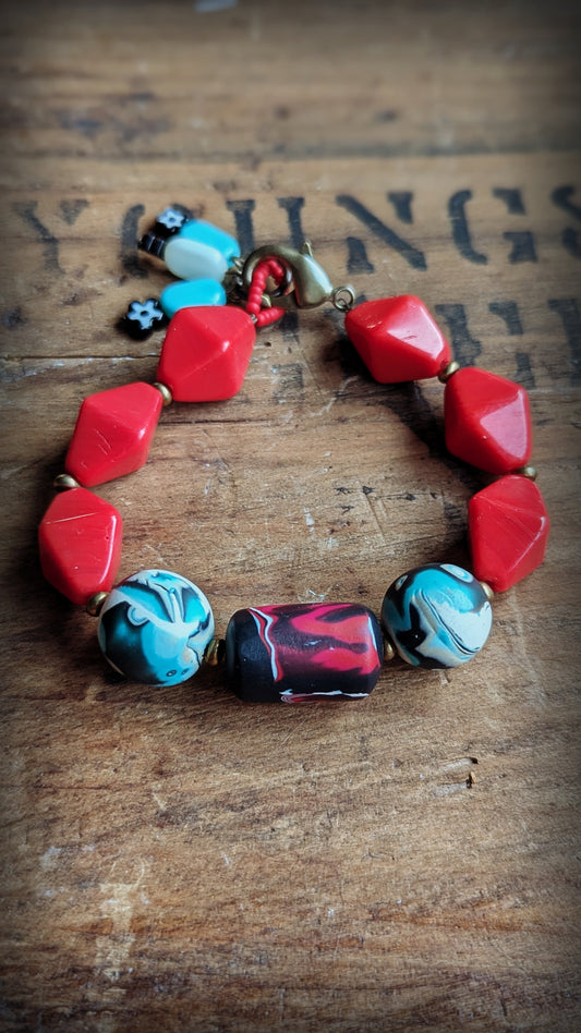 Glass and Polymer Beaded Bracelet