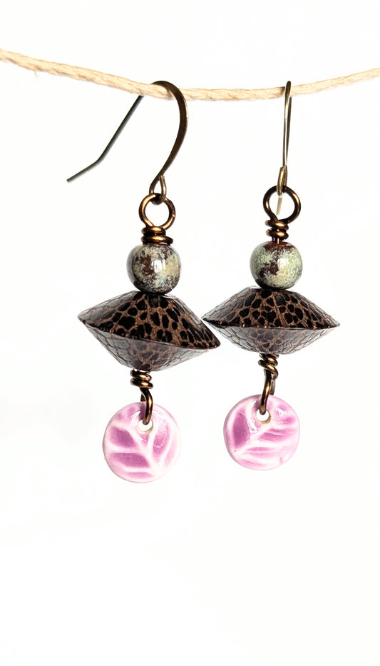 Ceramic and Wood Earrings