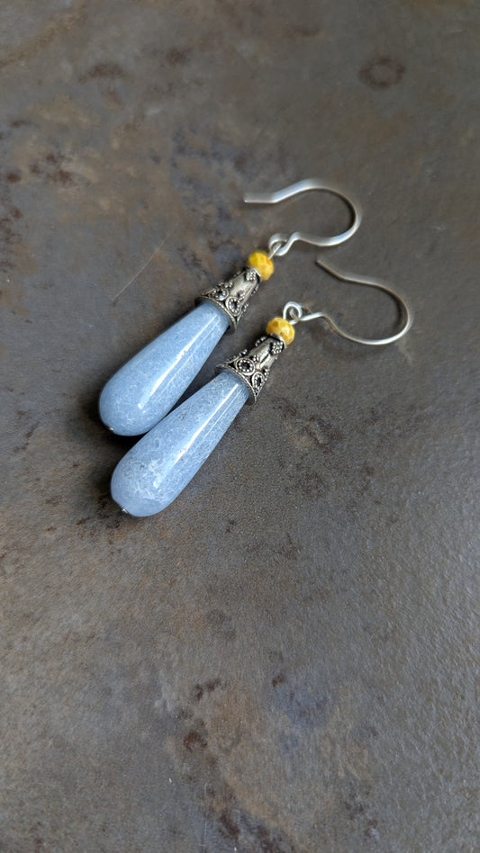 Blue and Yellow Earrings