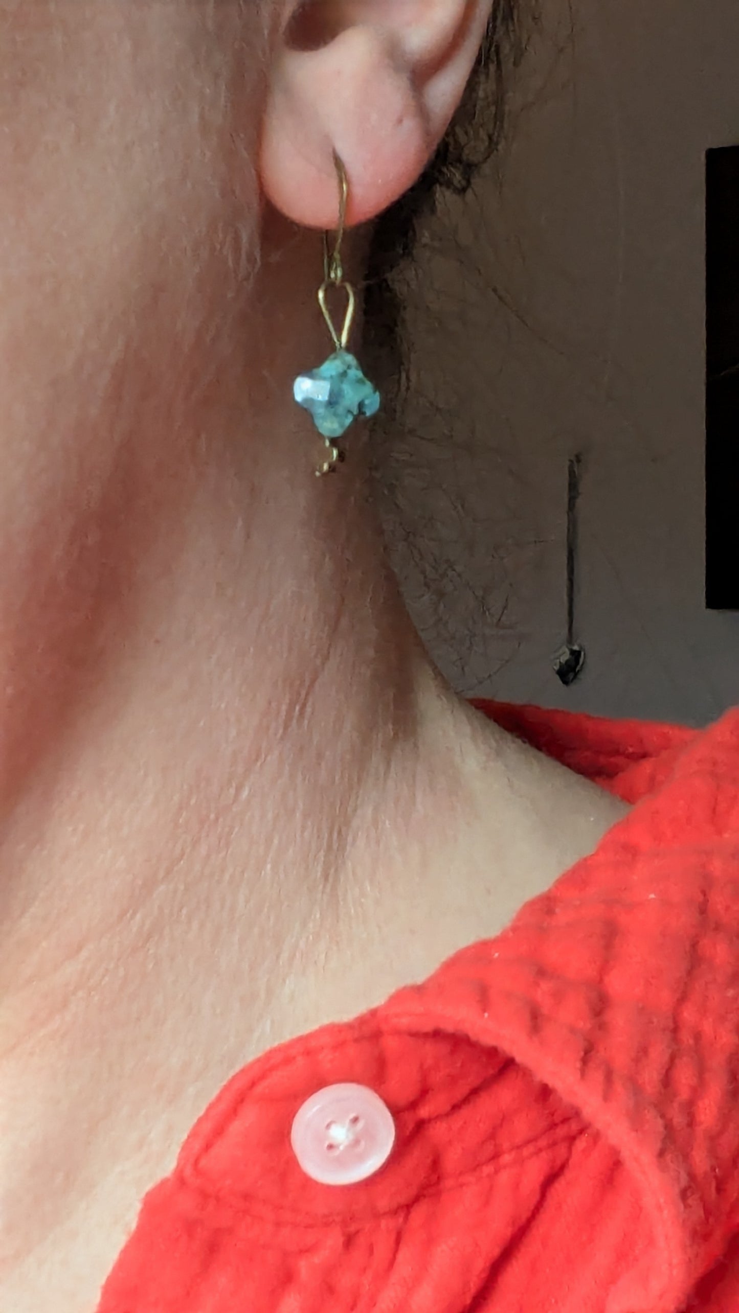 African Turquoise Clover Earrings