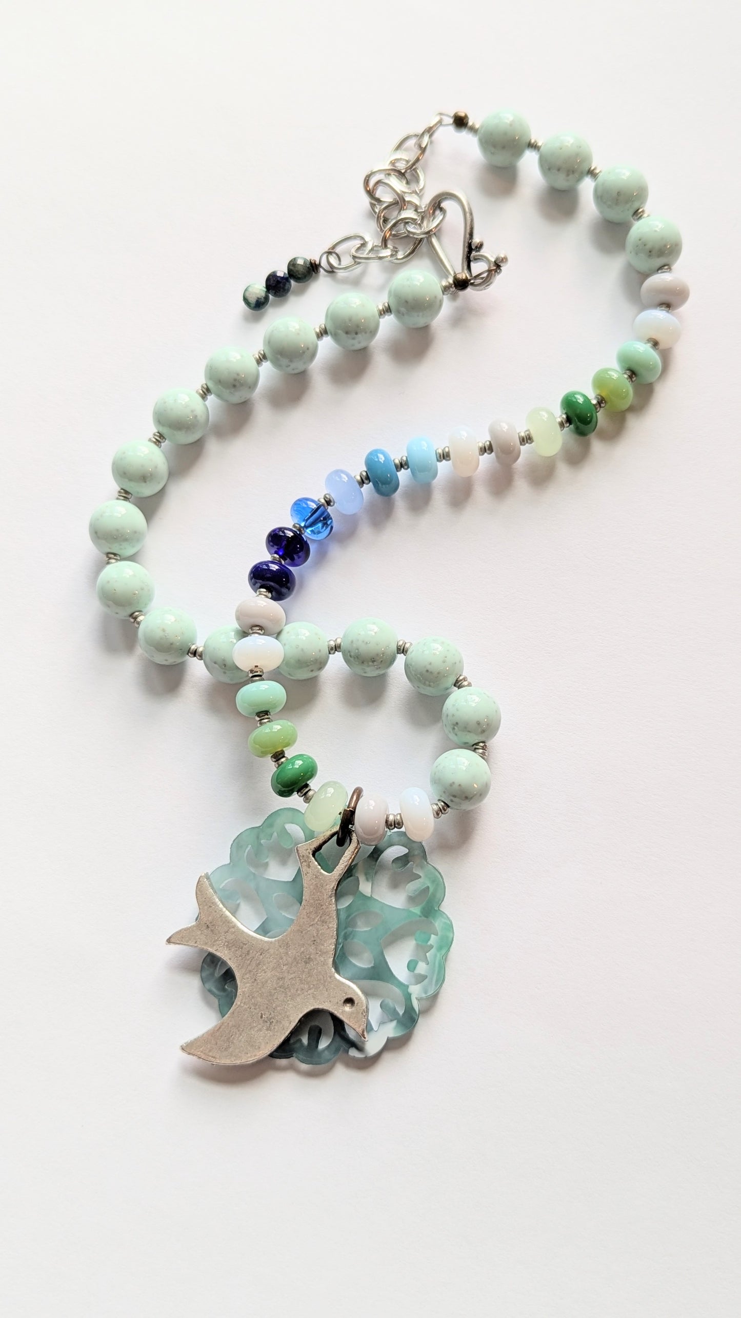 Layered Bird Resin Filigree Necklace