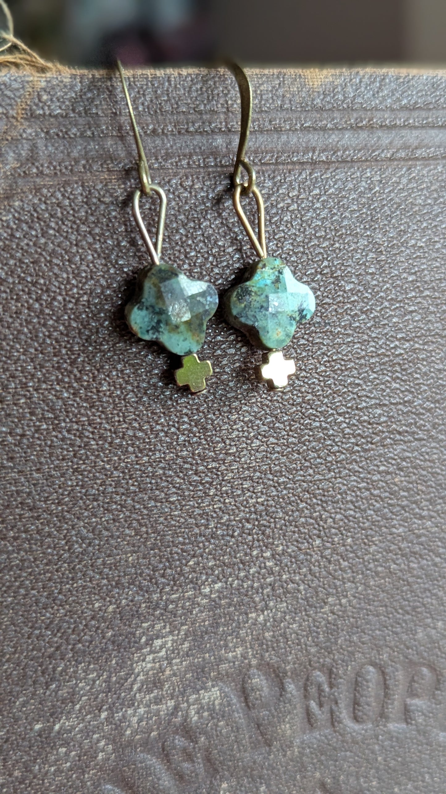 African Turquoise Clover Earrings