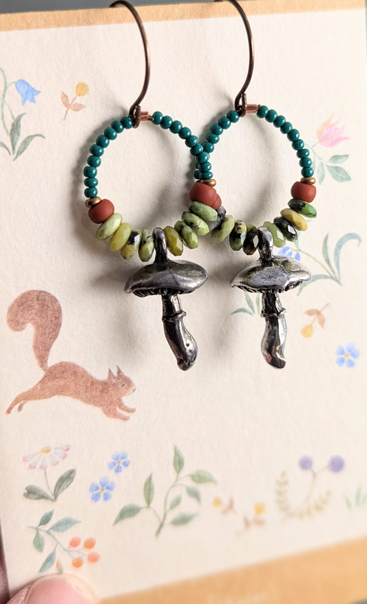 Pewter Mushroom Earrings