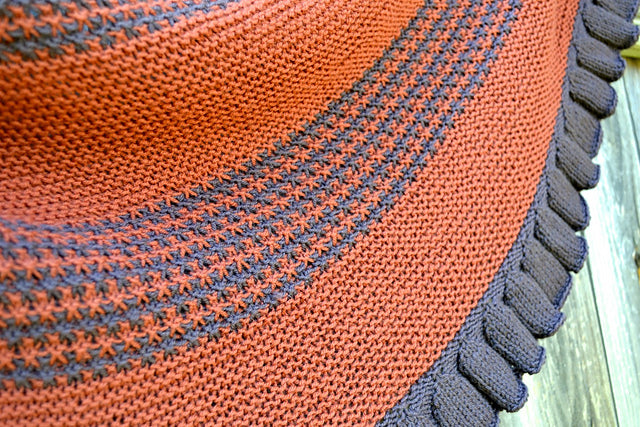 Handknit Merino Wool Shawl with Ruffle Edge