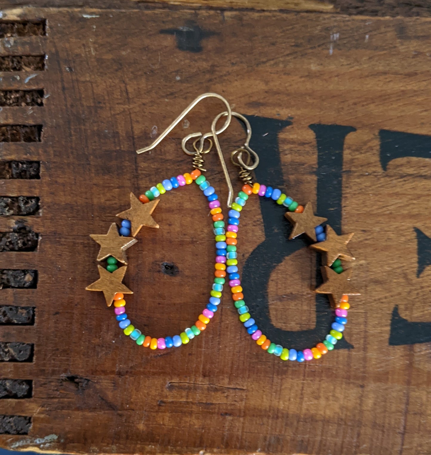 Seed Beaded Loops with Wooden Stars